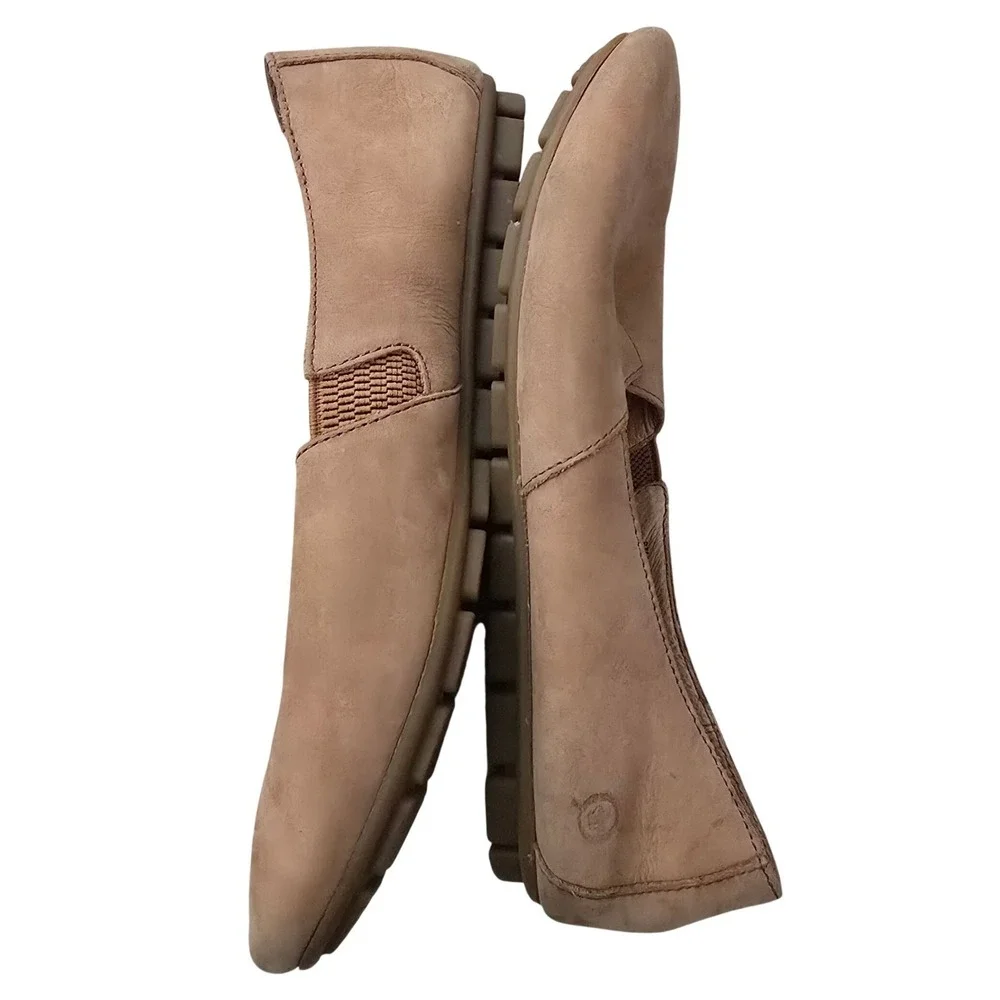 Born Slip On Loafers Qomens 8M D74616 Tan Leather Comfort Shoes